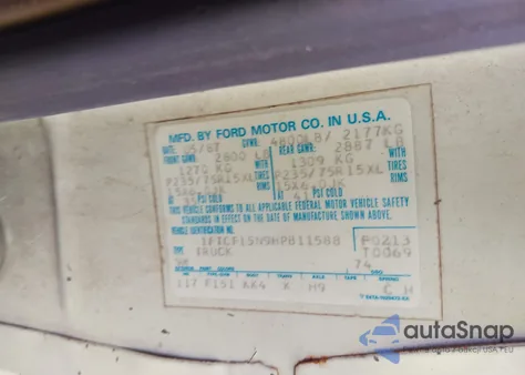 1987 Ford F150 from USA, damaged, VIN 1FTCF15N9HPB11588